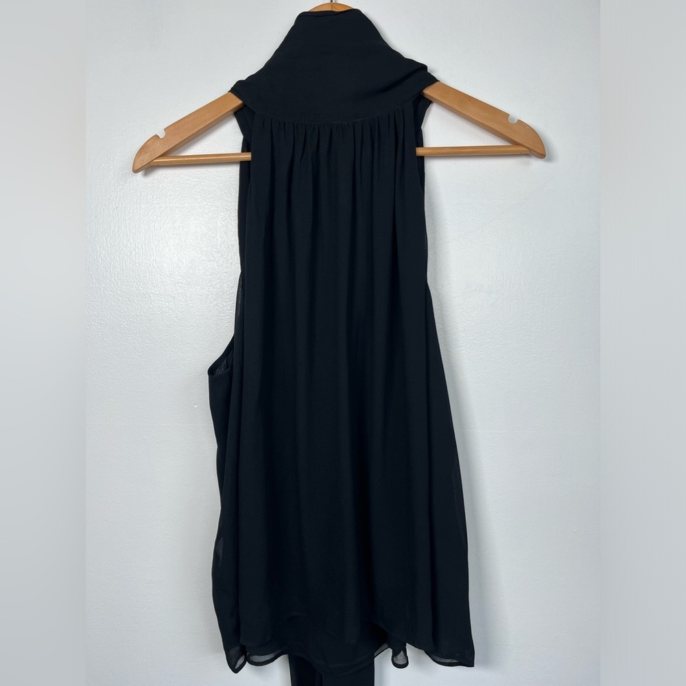NWT J.Crew Size L Halter top with necktie in chiffon blend Sleeveless Black